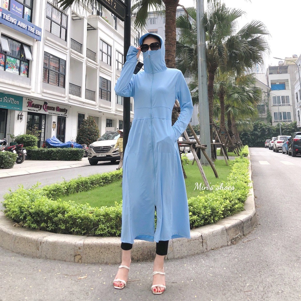 áo chống nắng DÁNG DÀI GU LOẠI 2 LỚP che chắn toàn thân k lo cháy nắng