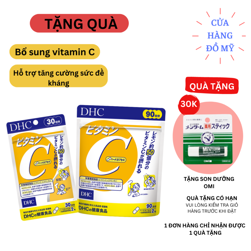 Viên uống DHC Vitamin C Hard Capsule túi 30 ngày 90 ngày dùng tăng sức đề kháng - Shop Hong1008