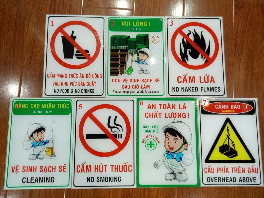 Biển báo an toàn, biển báo công trình chất liệu mica nhiều mẫu lựa chọn 15cm x 20cm