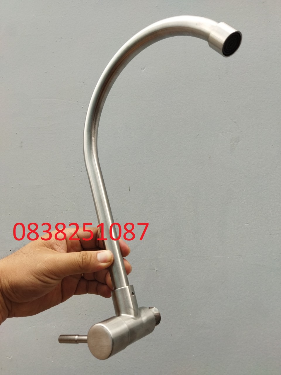 Vòi rửa chén lạnh âm tường Inox SUS 304  (Xước mờ)