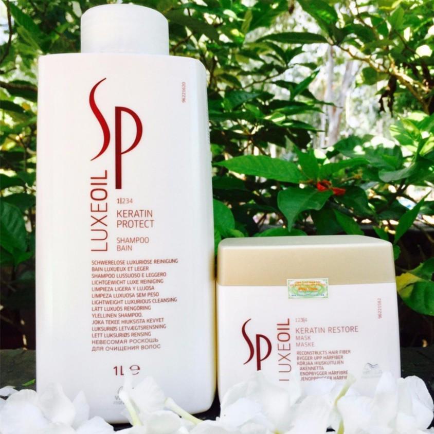 Combo dầu gội và mặt nạ Keratin Sp Luxeoil Wella 1000ml/400ml
