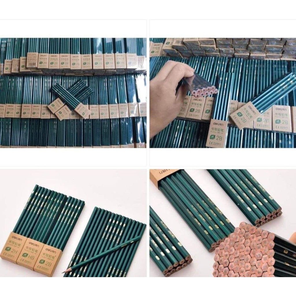 Set 10 chiếc bút chì 2B DE LI đầu bằng