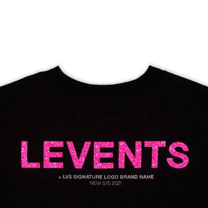 [DF]LEVENTS® Áo thun XL "LẤP LÁNH" LOGO BLACK / PINK