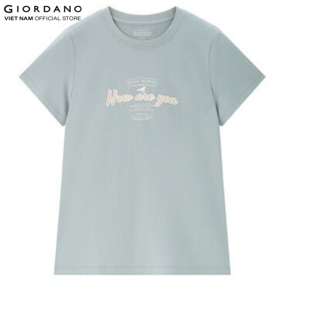 Áo thun nữ ngắn tay in hình printed tee giordano 05393212