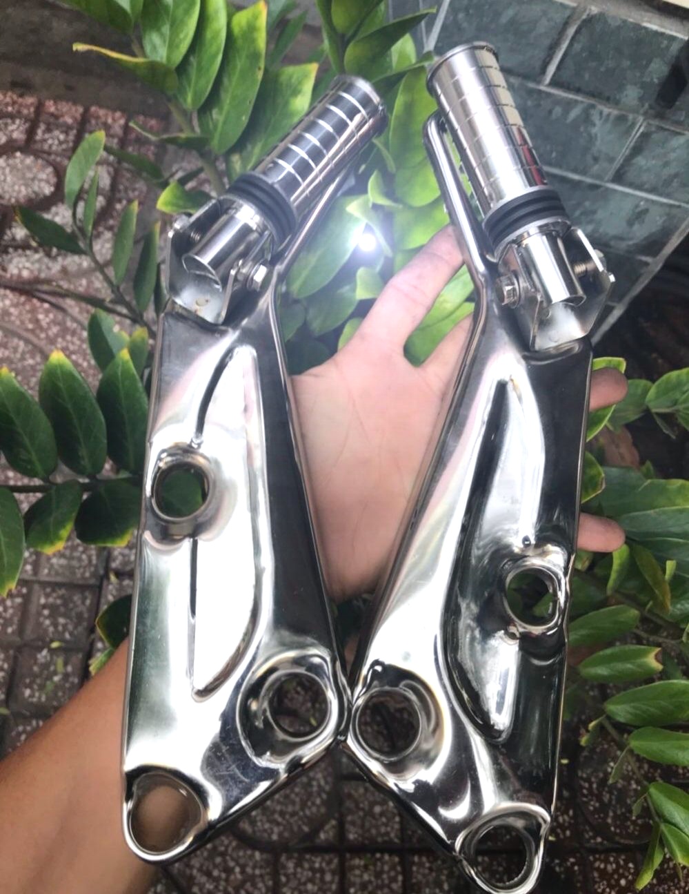 Set double pas footrest footrest and footrest reverse wave stainless steel 304 (wave small crown pattern)