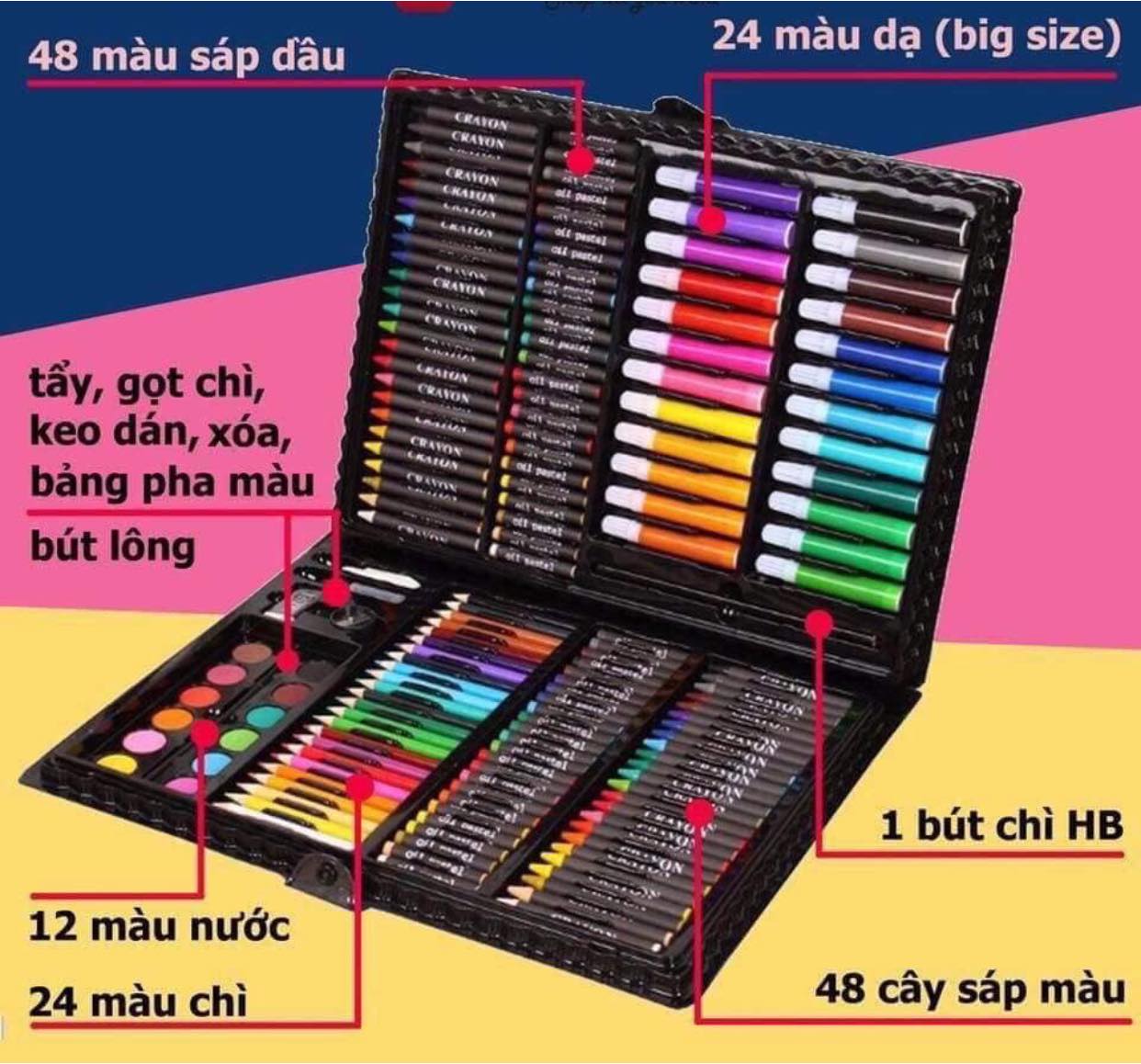 HỘP BÚT MÀU 150 CHI TIẾT CHO BÉ