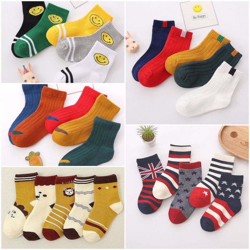 SET 5 Tất Vớ Trẻ Em Cao Cổ, Dày, Ấm Cho Bé 0 - 5 tuổi.