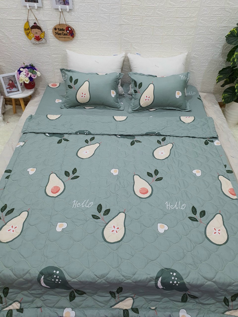 Bộ Chăn Ga Gối Cotton Poly - Hình Bơ Mới ( 3 Món , 4 Món , 5 Món ) Tiệm Nhà Cá