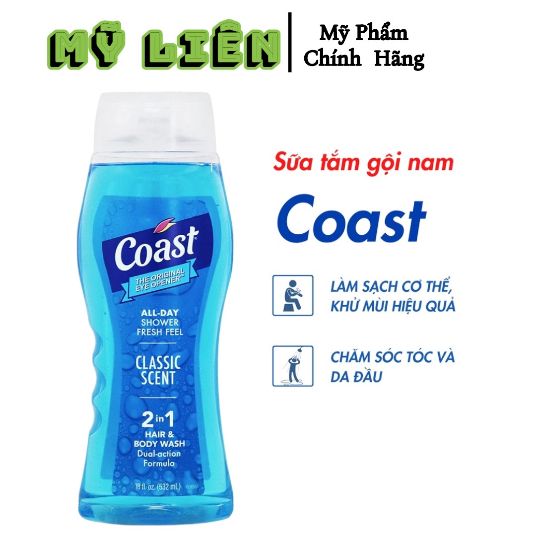 Sữa tắm gội Coast Classic Scent 2in1 532ml