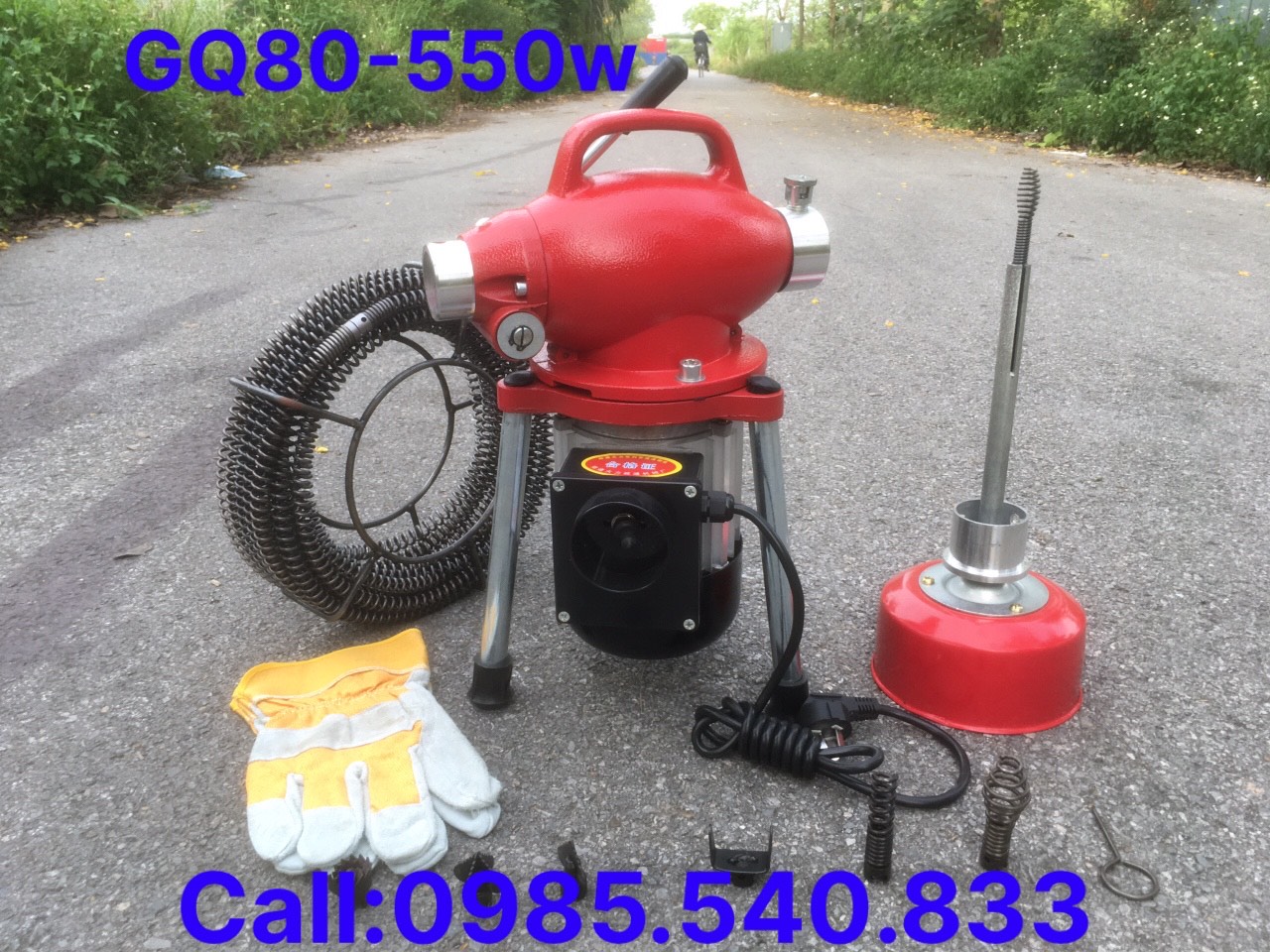 MÁY THÔNG CỐNG GQ80-550w (12M dây phi16 +4m phi8 + 6đầu thông + 1 đôi găng tay )