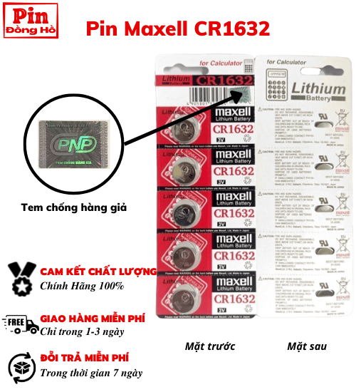 Pin 1632 Maxell CR1632 - 1 vỉ 5 viên - Dùng cho Cmos, đồ chơi