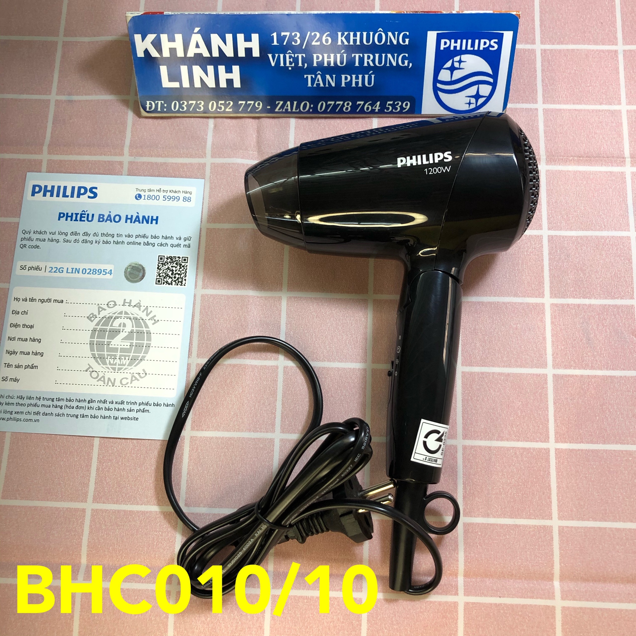 ( Ảnh thật ) Máy sấy tóc Philips BHC010/10 1200W