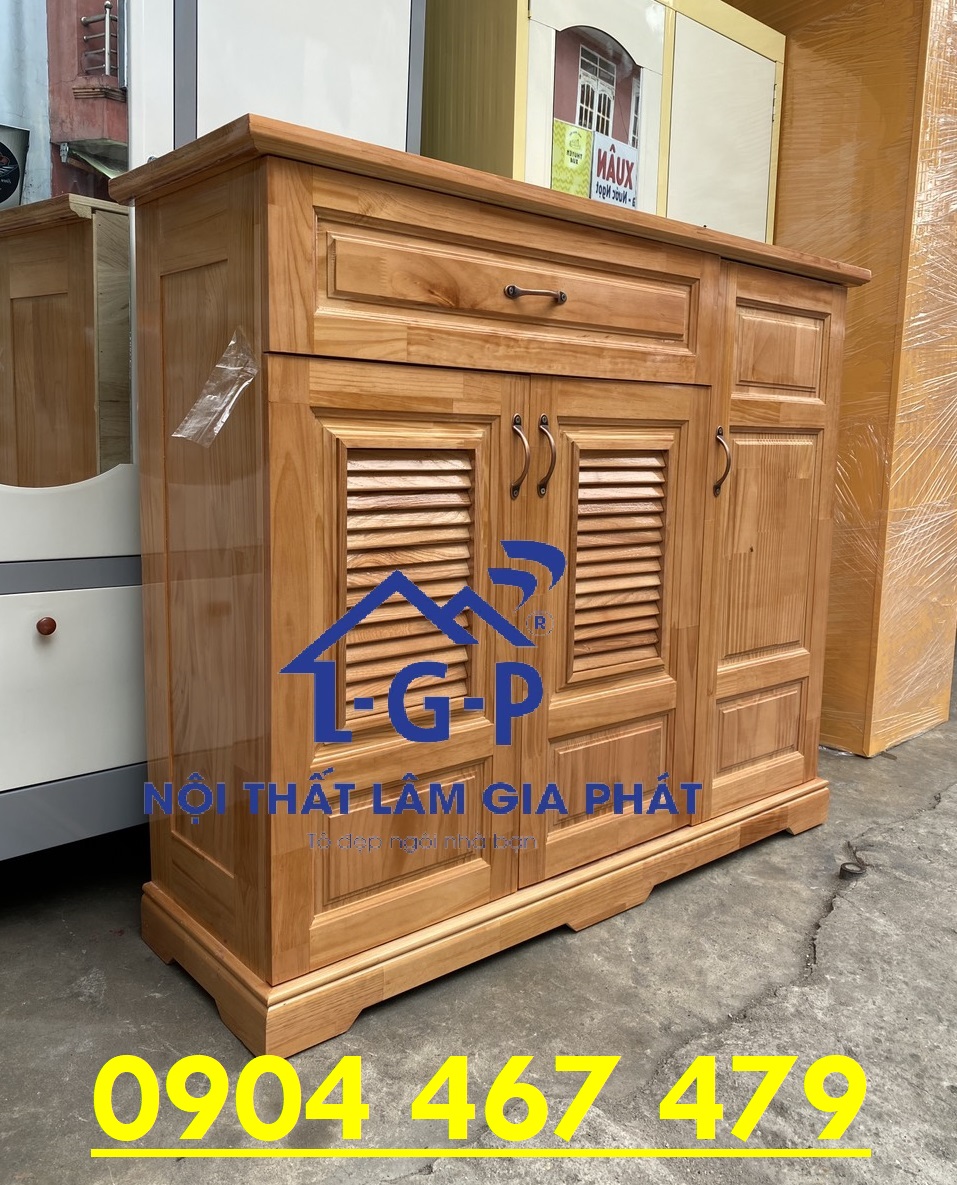 TỦ GIÀY DÉP 1M2 GỖ THÔNG MÀU NÂU CÁNH GIÁN MỚI