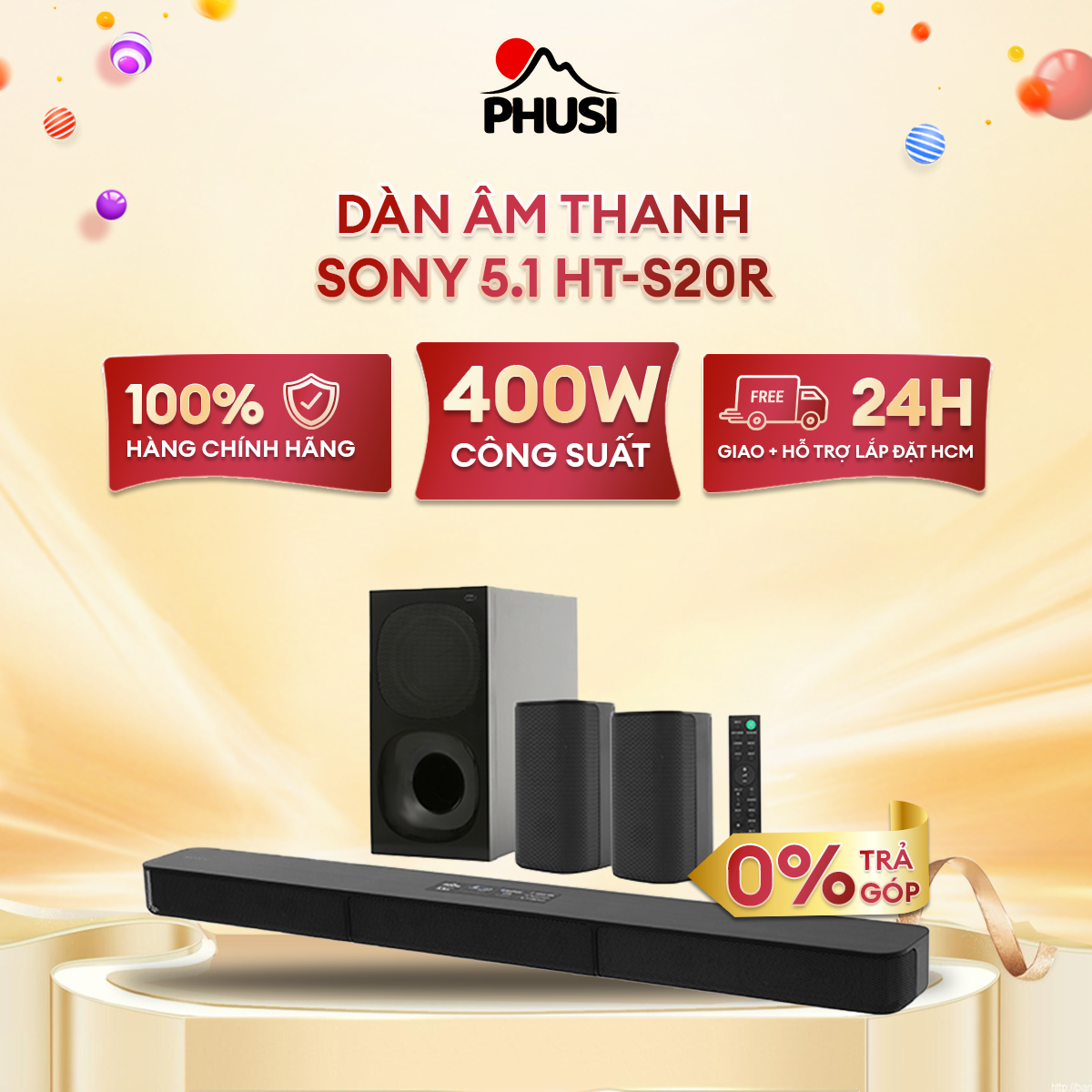 Dàn âm thanh sony 5.1 ht-s20r 400w - hàng chính hãng - âm thanh vòm, công nghệ dolby digital, hệ thống loa 5.1 kênh
