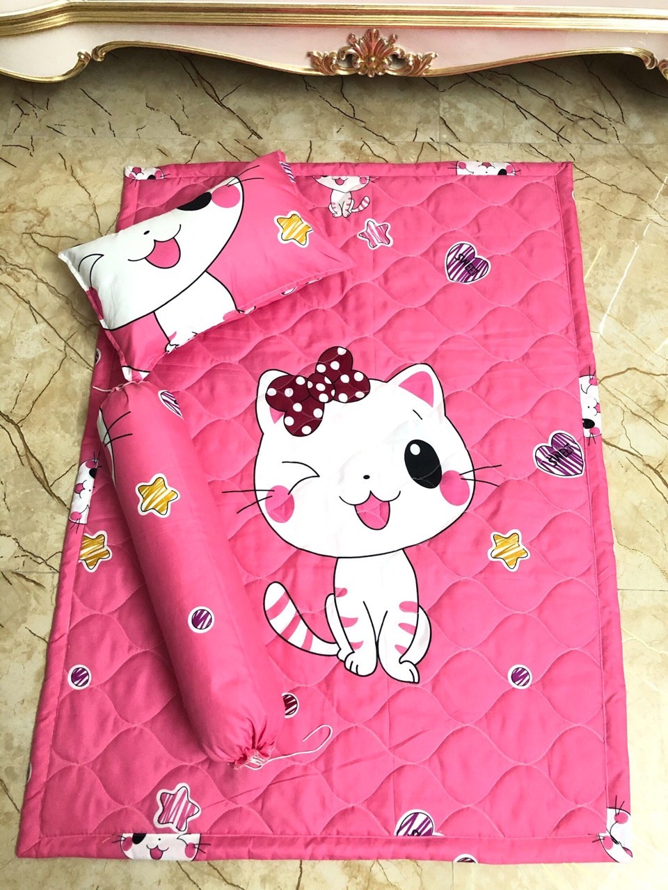 Bộ Nệm Cho Bé Kèm Gối Và Gối Ôm ( đã bao gồm ruột gối nằm và ruột gối ôm)