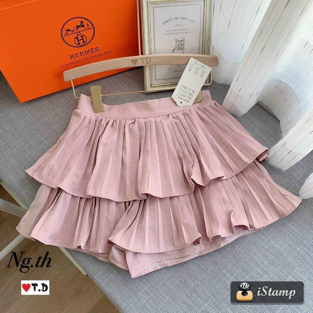 Chân váy 2 TẦNG PHỒNG xếp li ngắn