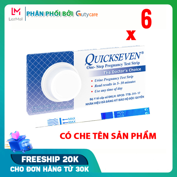 Que thử thai Quickseven phát hiện thai sớm - nhanh chóng - đơn giản - chính xác - Combo 6 que - Guty Care nhập khẩu