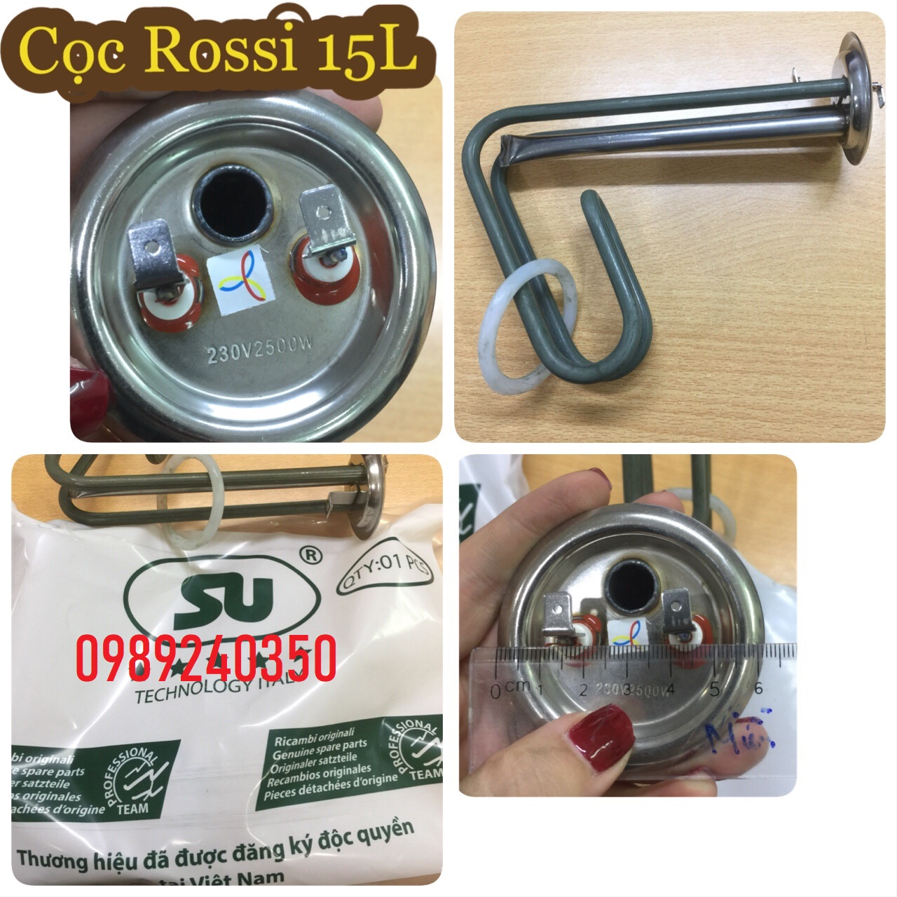 Sợi đốt bình nóng lạnh rossi, tân á 15 lít 2500w loại tốt