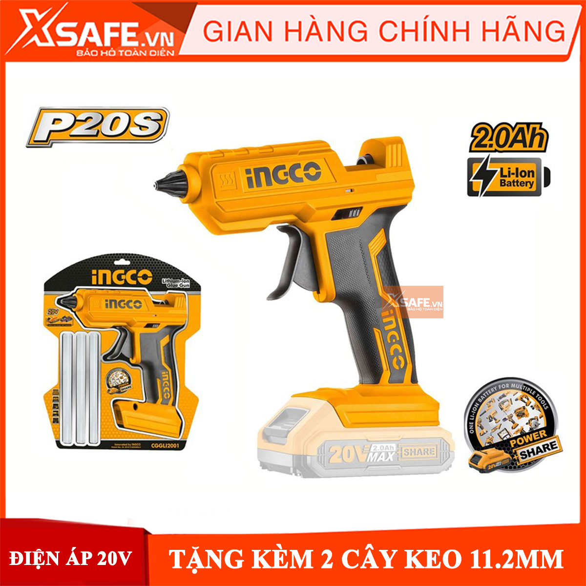 The ingco cggli2001 candle glue uses a lithium battery of 20V. 2 PCs 11.2mm glue mini candle glue sticks with mini plastic nozzle packaging glue machine
