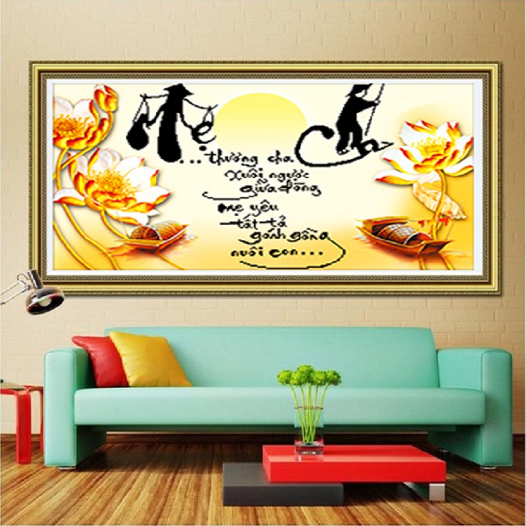 Tranh đính đá cha mẹ df131 - kt 75x48cm