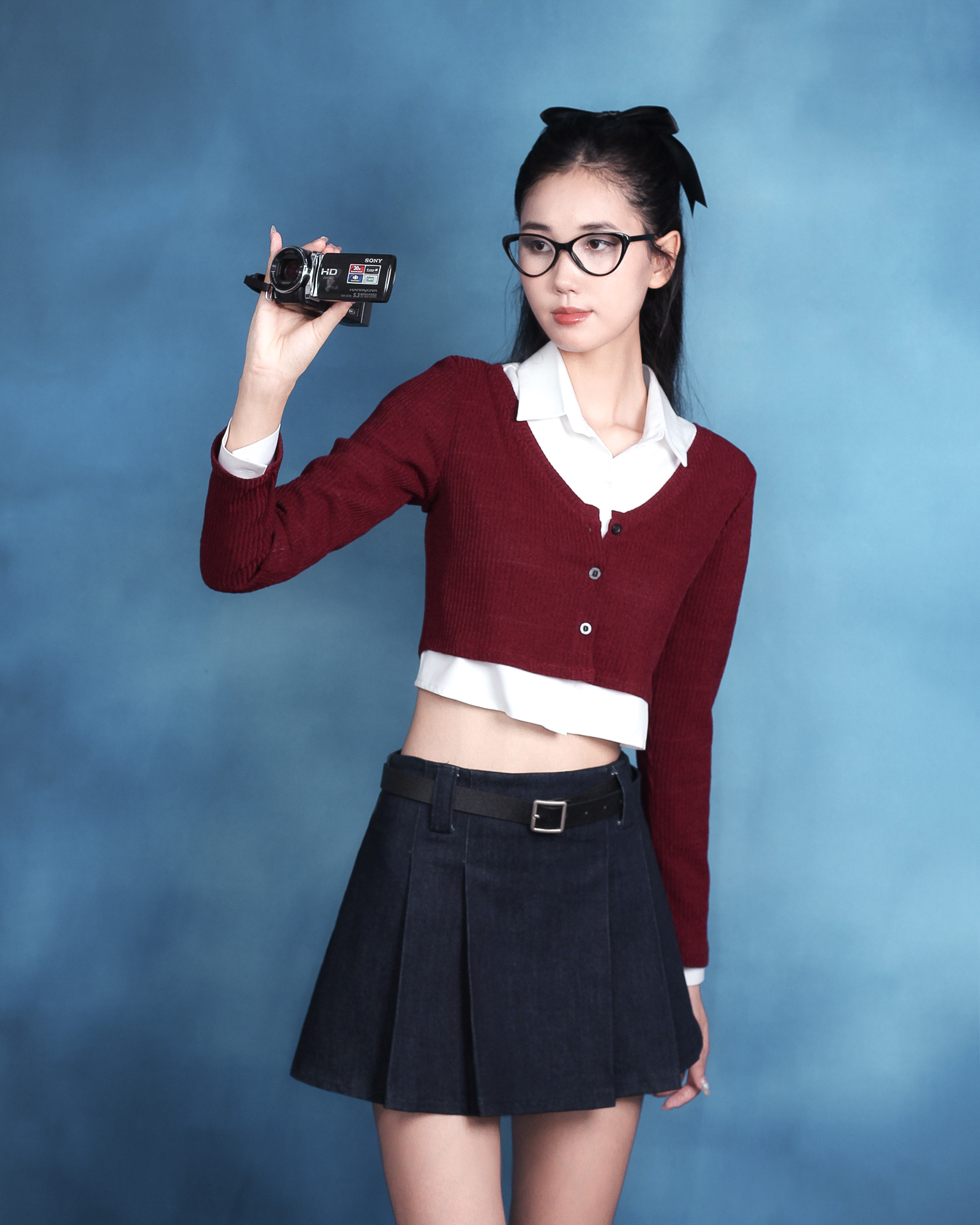 DALLA Áo cardigan croptop cổ V basic (CDG06)