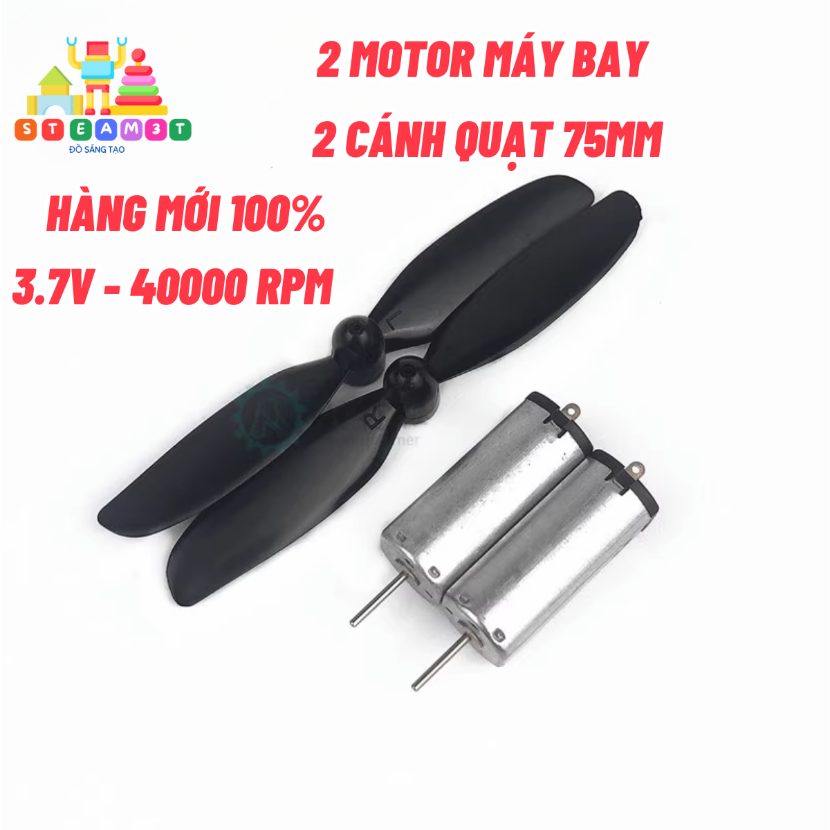 Bộ 2 motor máy bay n50 3.7v kèm 2 cánh quạt 75mm thuận nghịch 4000 vòng/phút hàng mới 100% - lk0104