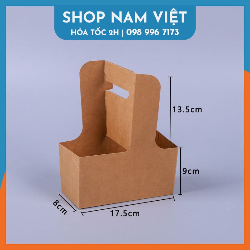 Túi Giấy Kraft 2 Ngăn Đựng Ly Nước và Hoa