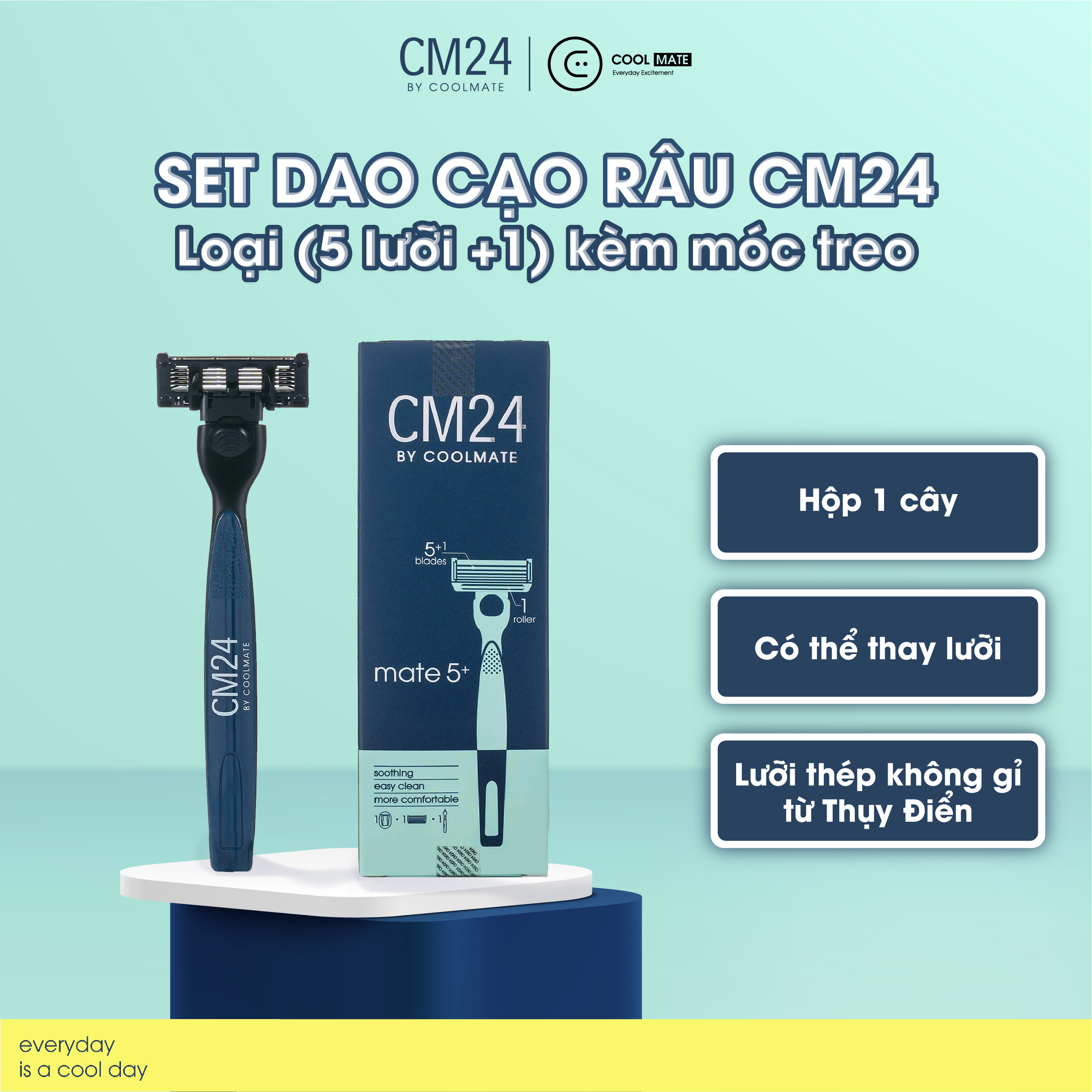 Bộ dao cạo râu loại 5 lưỡi +1 thương hiệu CM24 Gồm tay cầm, 1 lưỡi và 1
