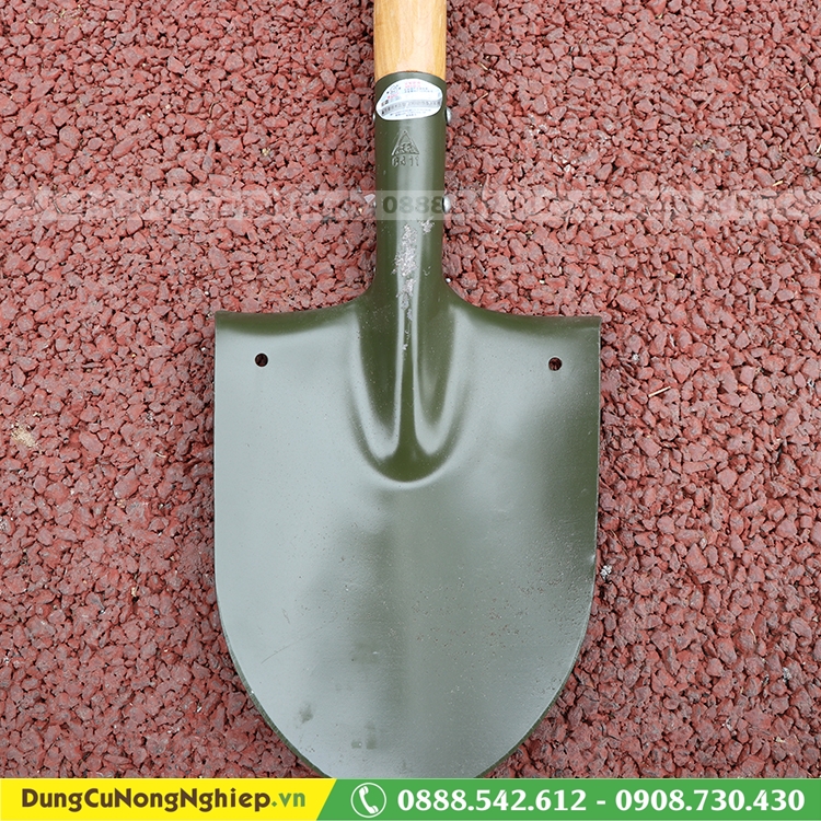 Xẻng cắm trại cán gỗ lưỡi xanh 63cm