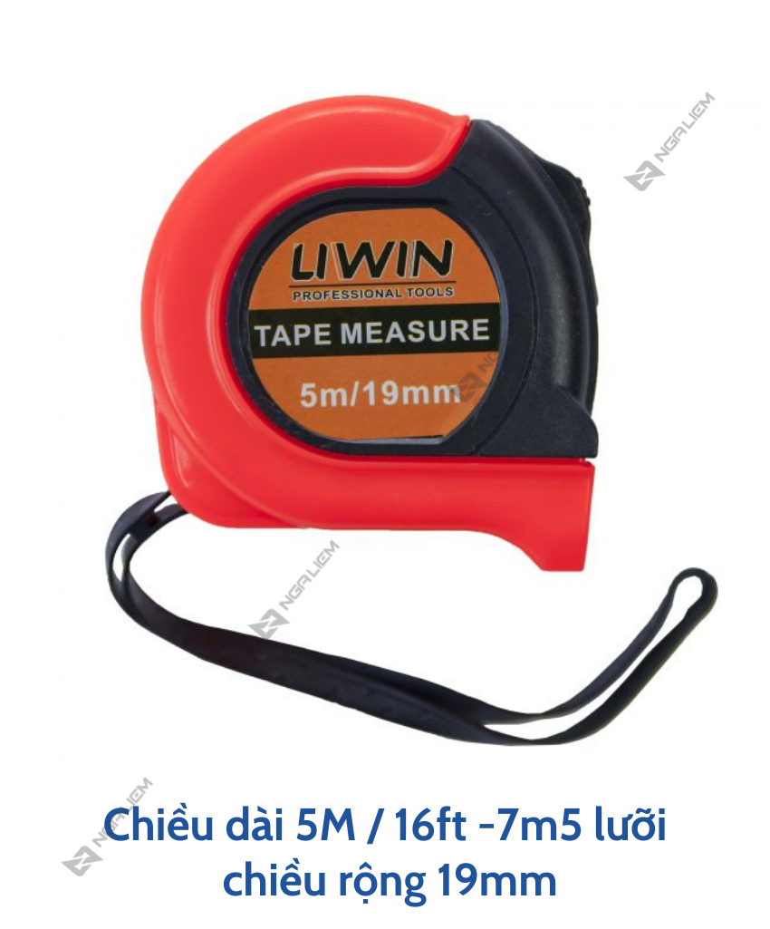 Thước cuộn thép cam đen hai mặt 5m/19mm LIWIN