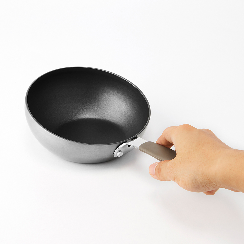 Chảo chống dính sâu lòng Wok Lock&Lock Handycook 15.5cm LHD1165 - 1 tay cầm - Màu xám - Hàng chính hãng