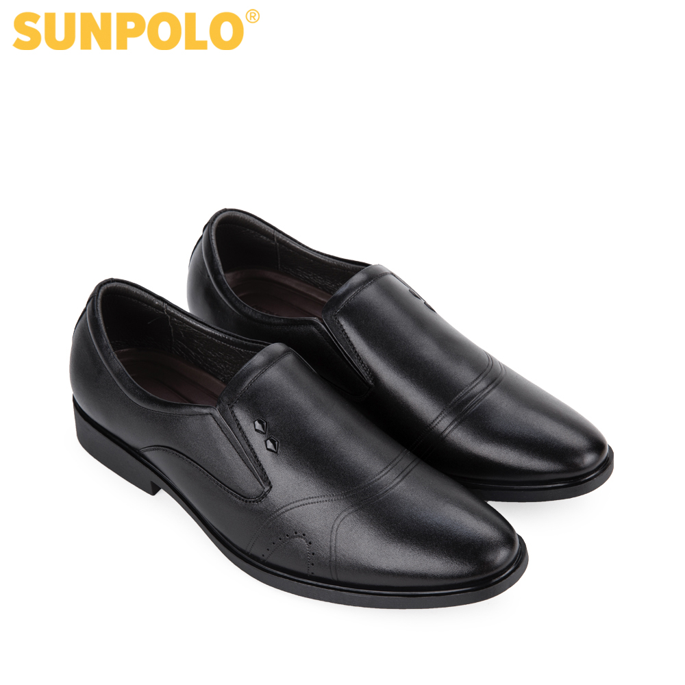 Sunpolo Sph310 Men's Cowhide Office Shoes (Black, Cow Brown)