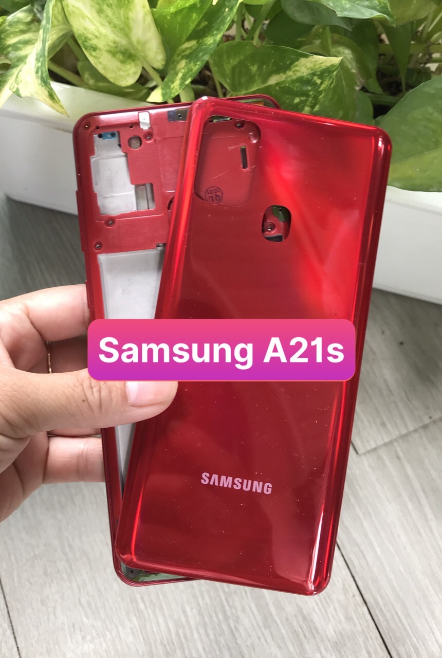 Vỏ bộ samsung a21s zin kèm kính camera +phím nhựa