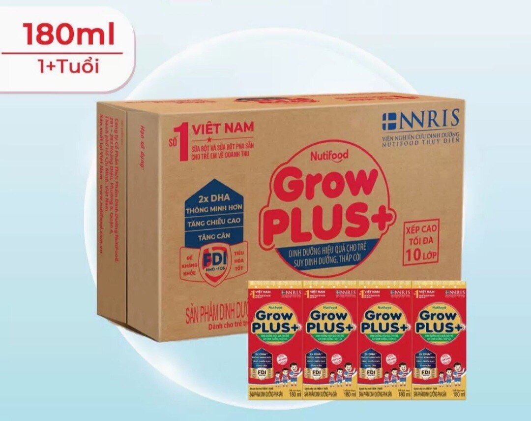 Sữa bột pha sẵn Nutifood Grow Plus đỏ, xanh date xa