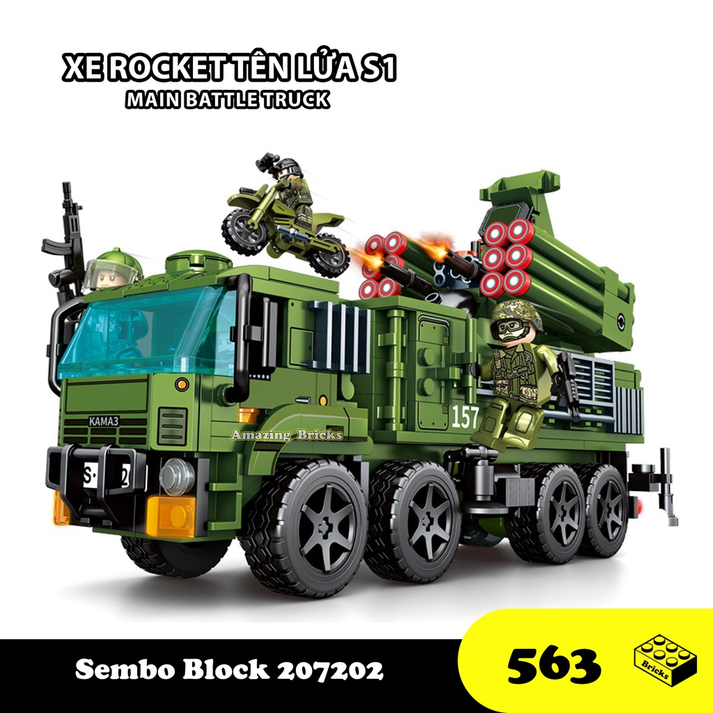 Đồ chơi Lắp ráp Xe Rocket S1, Sembo Block 207202 Fire Truck