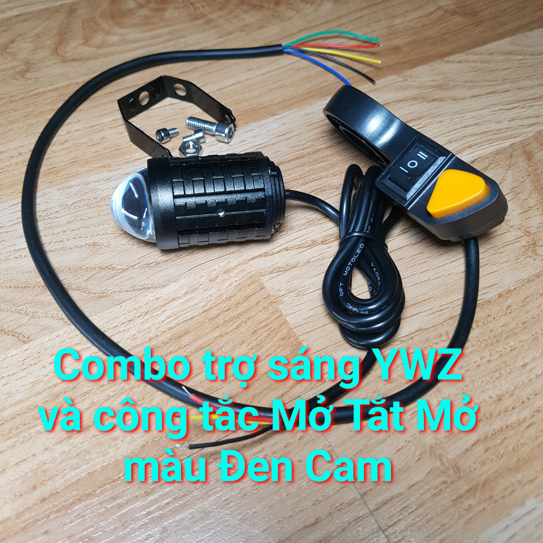 Combo đèn trợ sáng YWZ và công tắc Mở Tắt Mở màu Đen Cam