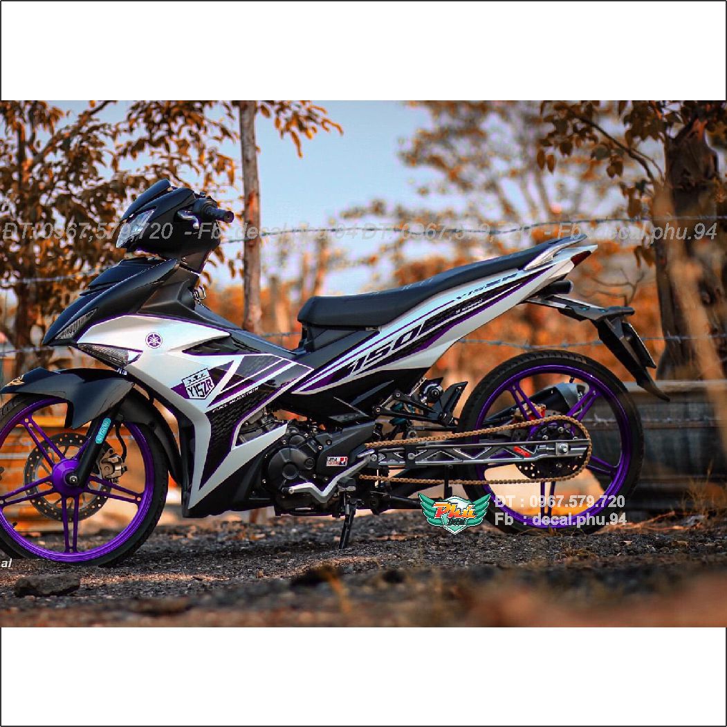 Tem rời exciter 150 y15zr bạc đen tím