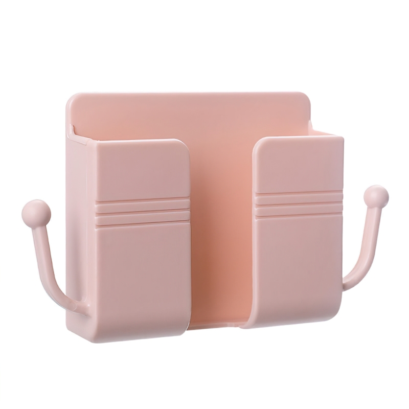 Wall-mounted holder for charging phone, remote, socket/stand with 2 copper hangers-Hause