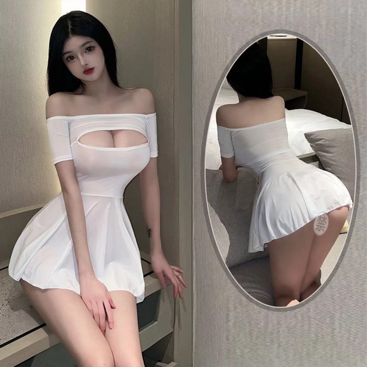 5483 sexy off shoulder flare nightdress