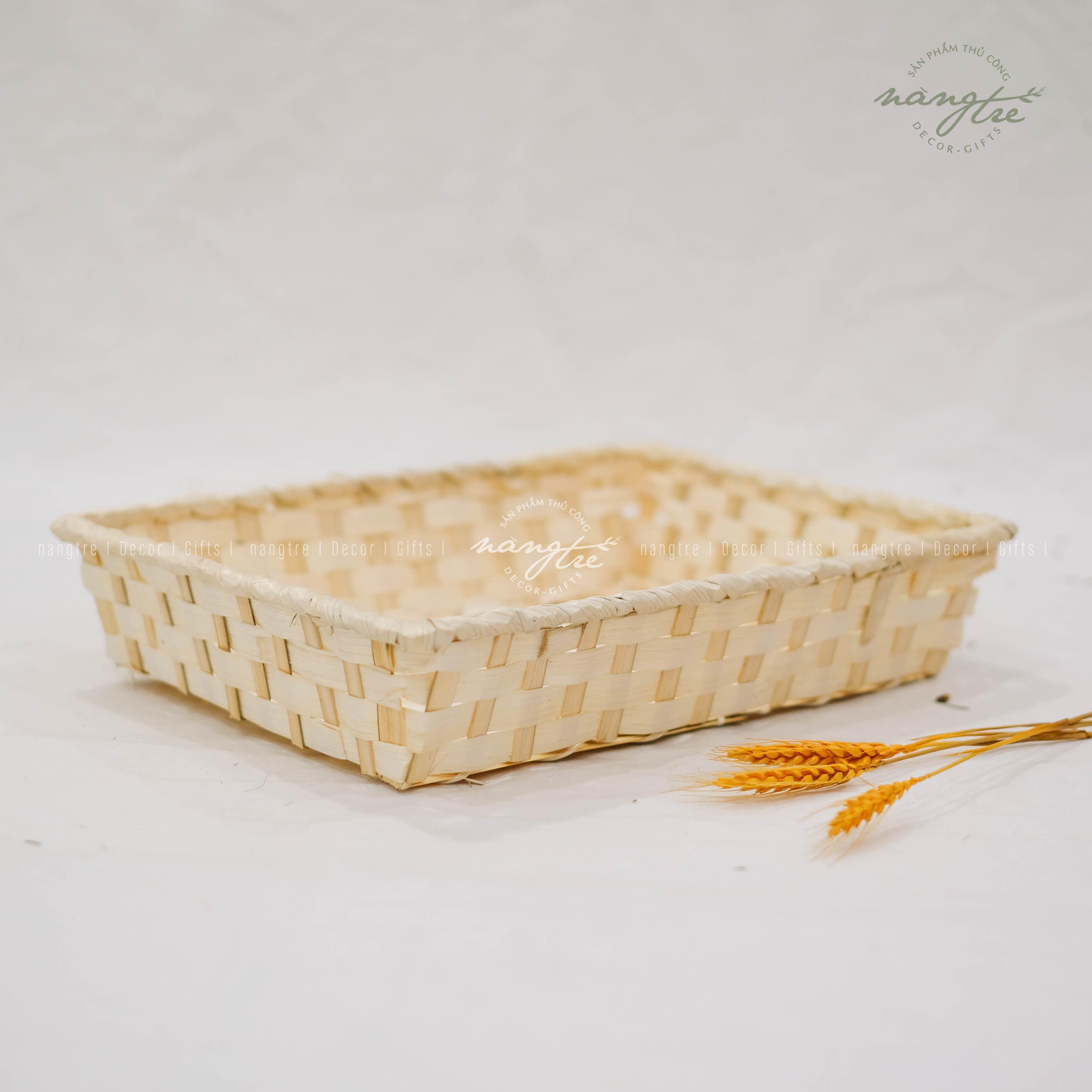 [HCM]Khay tre đan gói quà Khay tre chữ nhật ( 36x20x9cm)