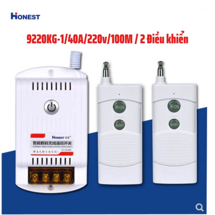 (02 Điều KHiển) Công tắc điều khiển từ xa 1KM Honest 9220KG bật tắt máy bơm nước máy rửa xe đông cơ điện công suất lớn 40A/220V ổ cắm điều khiển từ xa ,công tắc máy bơm công tắc wifi máy bơm nước máy rửa