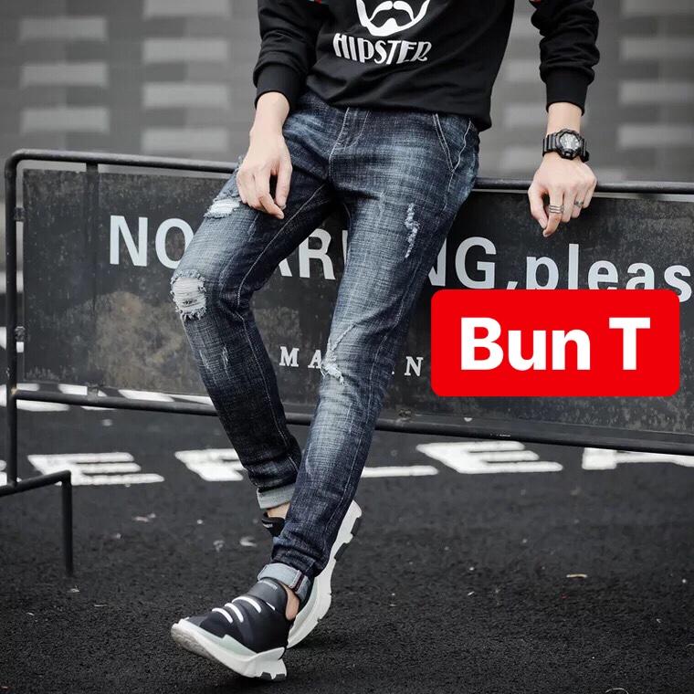 QUẦN JEAN NAM CHẤT BÒ ĐEN XƯỚC TREND MỚI QUẢNG CHÂU TT-378 TRANG BUN FASHION