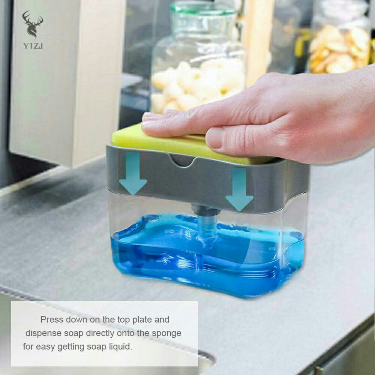 (Kèm miếng bọt biển)Hộp đựng nước rửa chén , Dụng cụ rửa chén , Dụng cụ vệ sinh , rửa bát