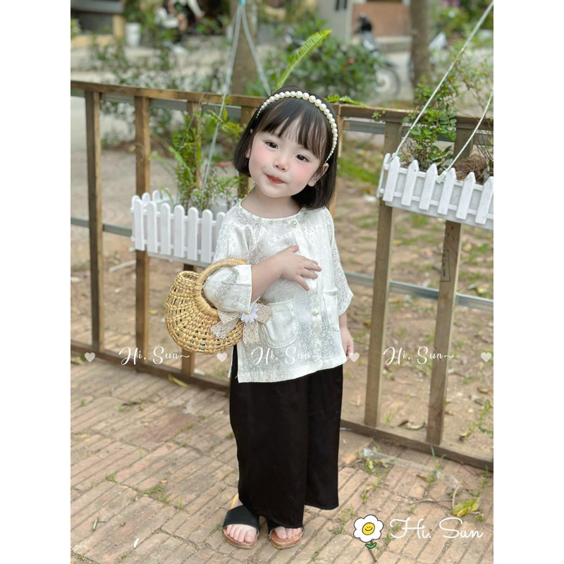 Bộ bà ba gấm lụa satin 3 màu cho bé gái