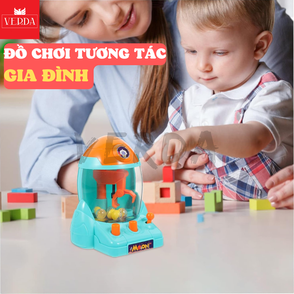 Máy gắp bóng mini, đồ chơi bộ gấp rocket tên lửa bi kẹo trẻ em cho bé VERDA