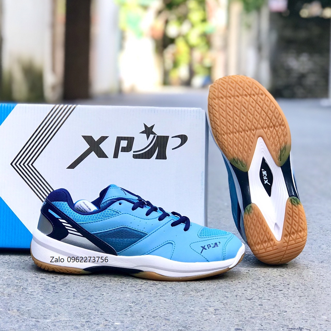 Giày cầu lông nam nữ cao cấp XP CL05 màu xanh