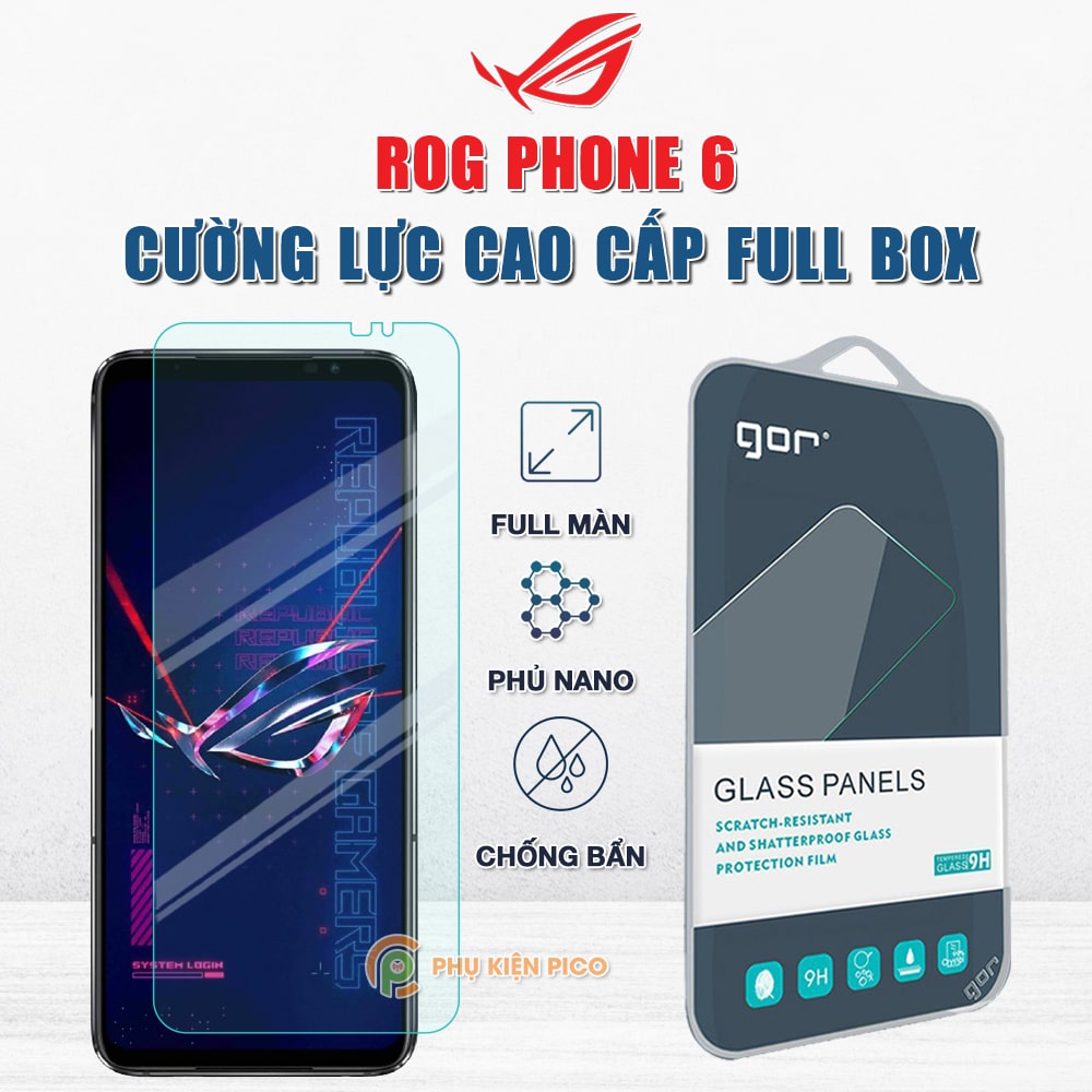 Kính cường lực Rog Phone 6 / Rog Phone 7 / Rog Phone 8 full màn hình chính hãng Gor phủ nano - Dán màn hình Rog Phone 6
