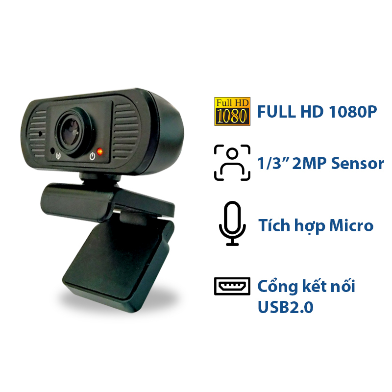 Bảng giá Webcam JD101 FULL HD 1080P cổng kết nối USB cắm vào là dùng, tích hợp sẵn Micro, độ phân giải 1920x1080 30FPS, dùng được cho laptop và PC Phong Vũ