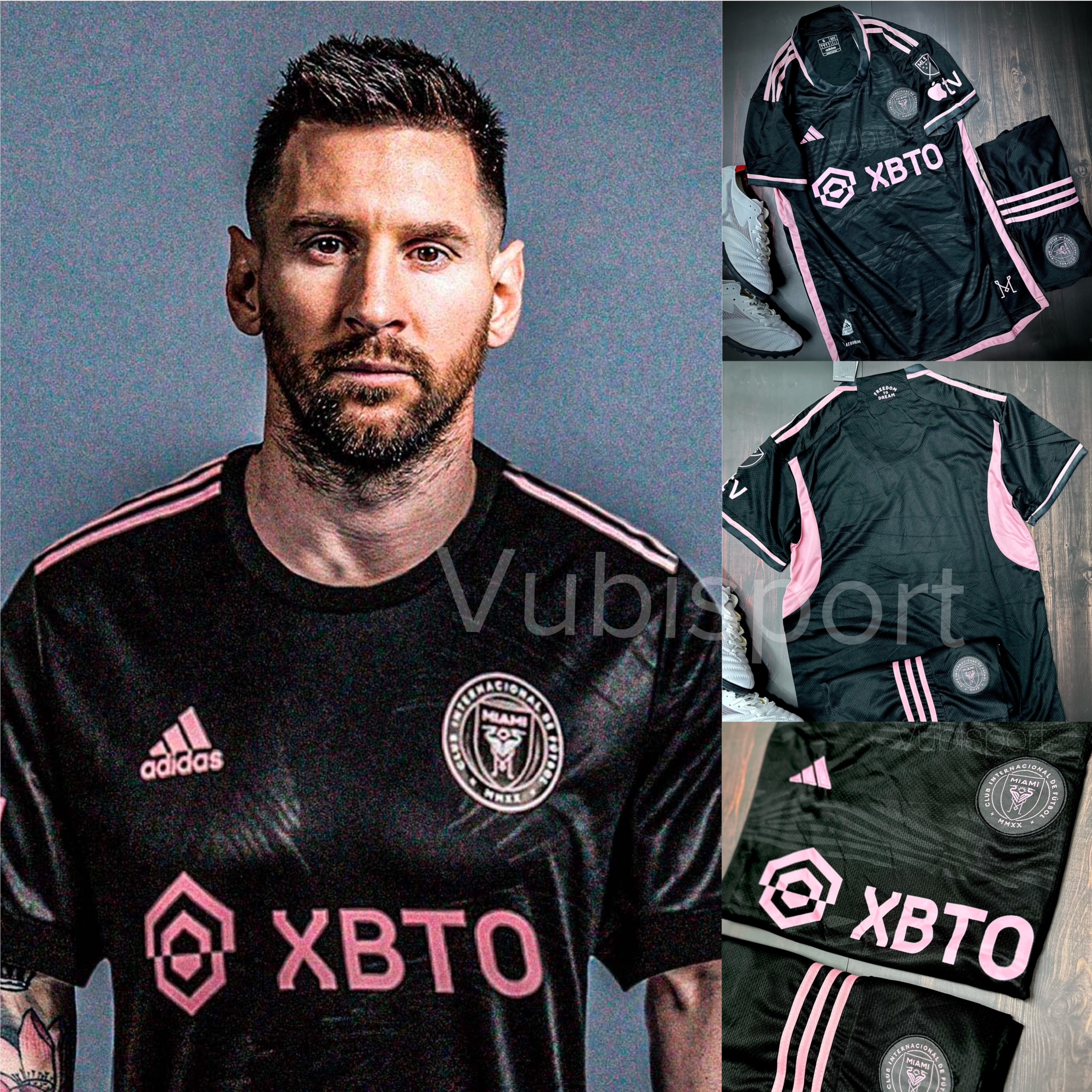 Bộ Quần Áo Bóng Đá CLB Inter Miami 2023 màu Trắng Hồng Quần Đen - Chất ...