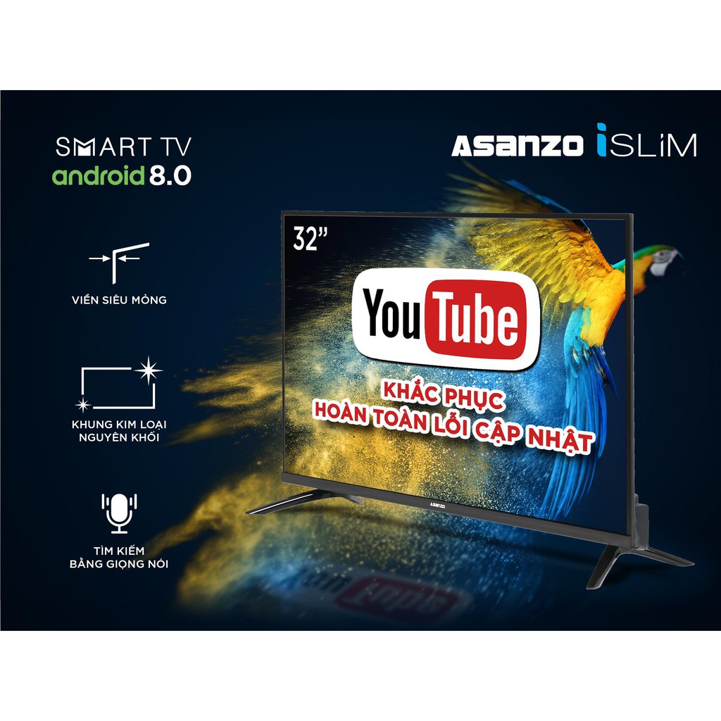[HCM]Tivi Smart Asanzo 32" (Android 8.0 + Viền Mỏng) - 32SL500